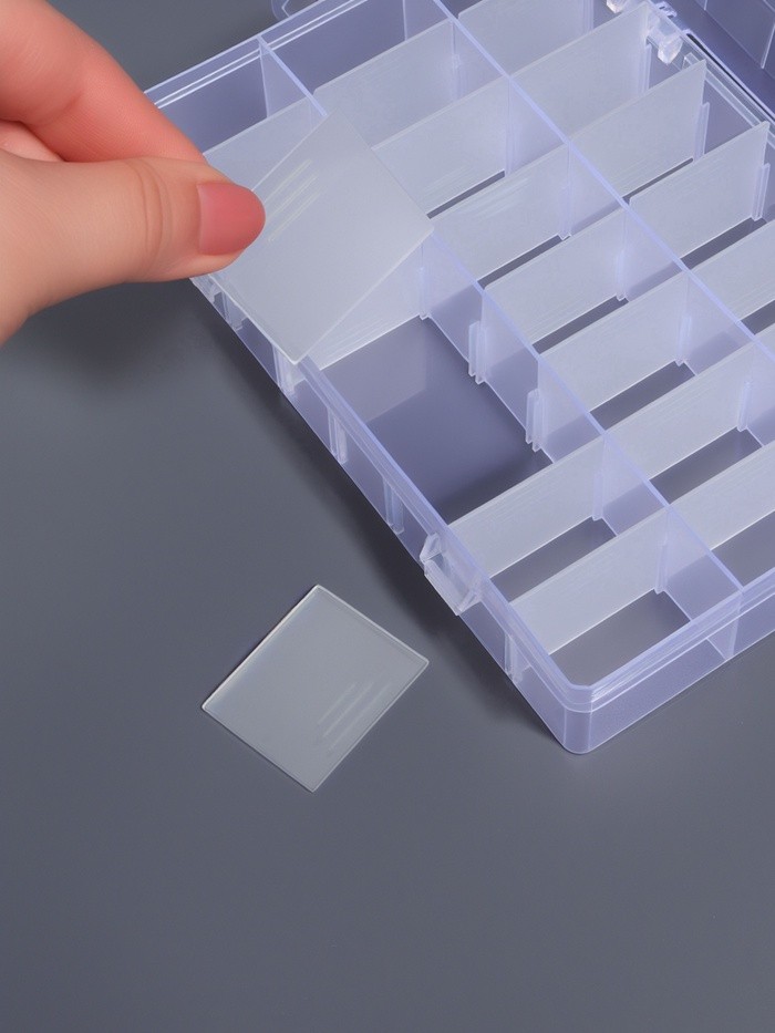 Органайзер для мелочей, передвижные ячейки, 24 ячейки, 19.5×13.3×3.5 см, прозрачный