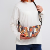 Сумка молодёжная на молнии, цвет разноцветный/розовый