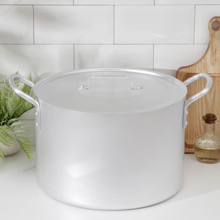 Котёл, 30 л, металлическая крышка, цвет хромированный