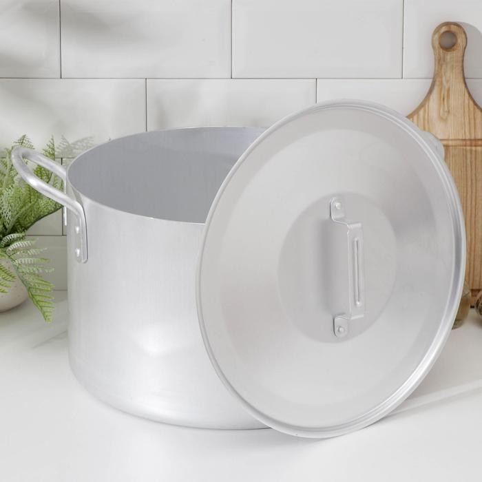 Котёл, 30 л, металлическая крышка, цвет хромированный