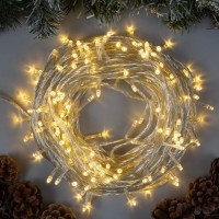 Гирлянда «Нить» 20 м, IP20, прозрачная нить, 200 LED, 8 режимов, 220 В, свечение тёплое белое