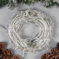 Гирлянда «Нить» 20 м, IP20, прозрачная нить, 200 LED, 8 режимов, 220 В, свечение тёплое белое