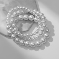 Браслеты жемчуг «Трио», d=7 см, шар № 4.6.8, набор 3 шт. белый