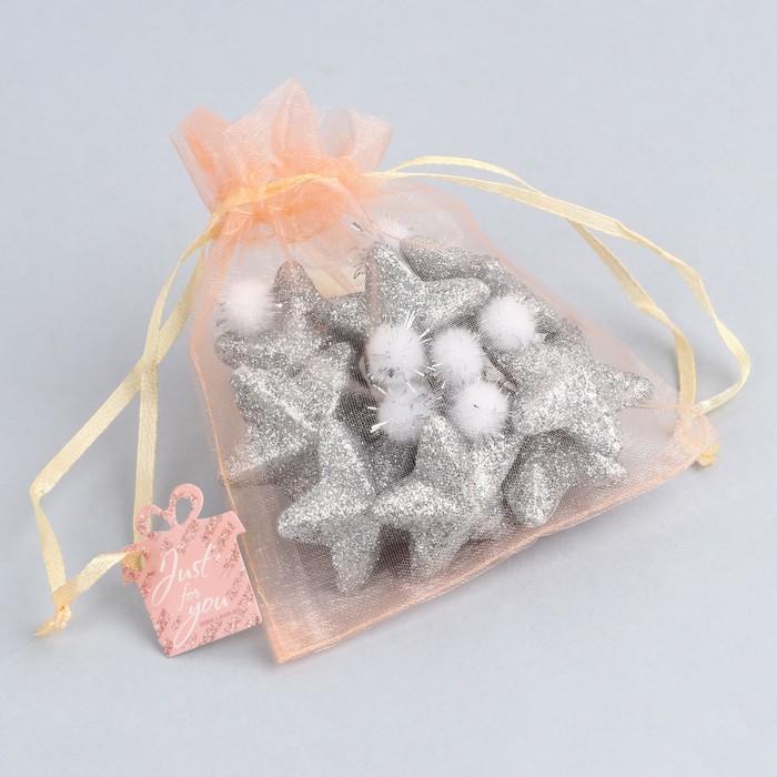 Мешочек подарочный органза оранжевый «Для тебя», с шильдиком, 10 х 12 см +/- 1.5 см