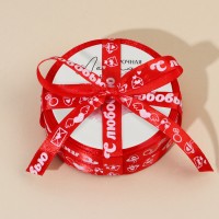 Лента атласная, подарочная упаковка, «С любовью», красная, 1 см х 5 м