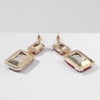 Серьги со стразами «Клео» классика, красные в золоте