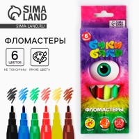 Фломастеры 6 цветов в коробке «Букибяки»