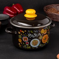 Кастрюля Pasta, 3 л, эмалированная крышка, индукция, цвет коричневый