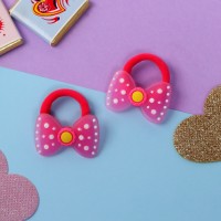 Резинка для волос "Крошка" (набор 2 шт) бантик, 3 см, розовый