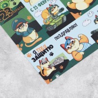 Наклейки бумажные «23 февраля», кот, 11 × 15,5 см