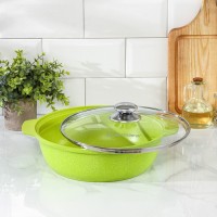 Кастрюля-жаровня Trendy style, 3 л, стеклянная крышка, антипригарное покрытие, цвет бордовый