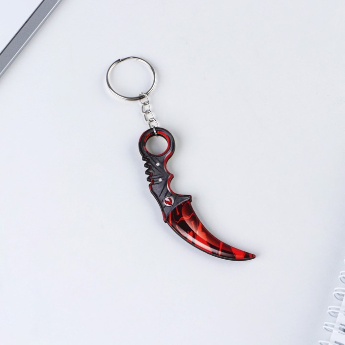 Брелок для ключей деревянный «Керамбит», красный, 3×8 см