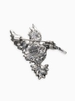 Брошь «Колибри», цветная в чернёном серебре