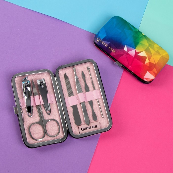 Набор маникюрный «Радуга», 7 предметов, в футляре