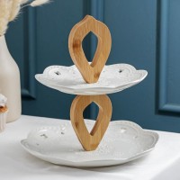 Блюдо 2-х ярусное «Сьюзен», 25×20×27 см, цвет белый