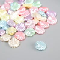 Бусины для творчества пластик "Ракушки" цветной перламутр набор 20 гр 1,4х1,4х0,7 см