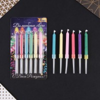 Свечи для торта с цветным пламенем «С Днем Рождения», 6 шт., 8.6×0.6 см