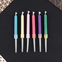 Свечи для торта с цветным пламенем «С Днем Рождения», 6 шт., 8.6×0.6 см