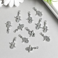 Декор для творчества металл "Скрипка и смычок" серебро 2,3х1,3 см