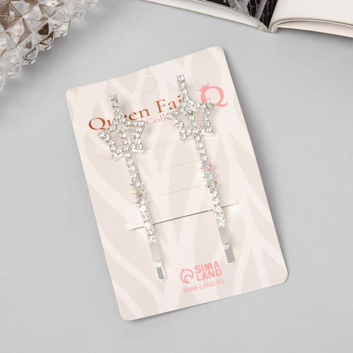 Невидимка для волос "Эбба" (набор 2 шт) звезда, 6 см, серебро