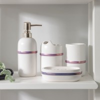 Набор аксессуаров для ванной комнаты «Бурлеск», 4 предмета (мыльница, дозатор для мыла 400 мл, 2 стакана), цвет белый