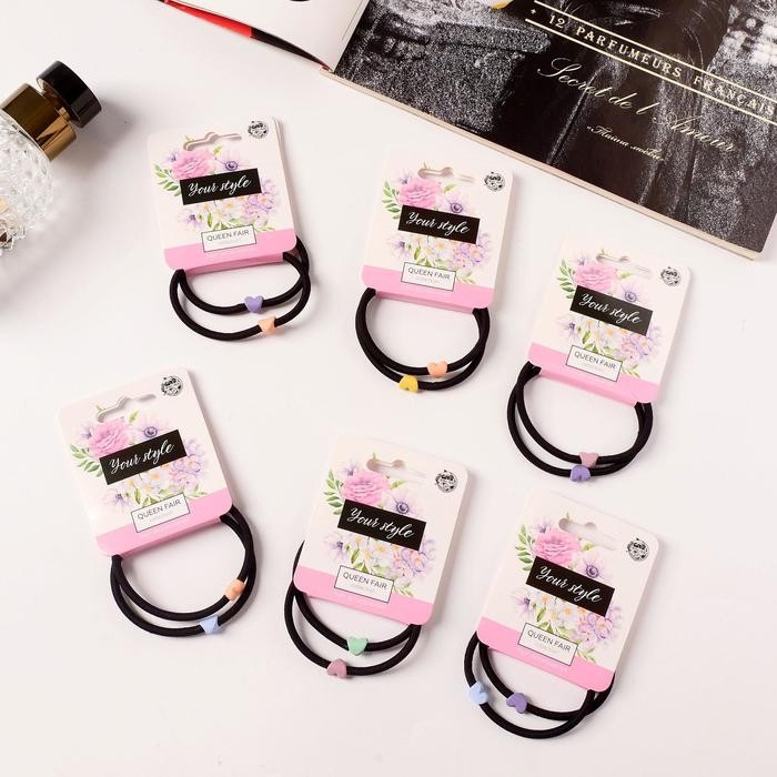 Резинки для волос QF «Анет», набор 2 шт., сердце, 5 см, МИКС