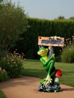 Садовая фигура из полистоуна «Лягушка с табличкой ПРИВЕТ», 50×14×24 см