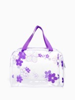 Косметичка-сумка на молнии для бассейна, с ручками, с принтом Flowers, фиолетовая