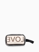 Косметичка на молнии для бассейна, с ручкой, с принтом Love, чёрная