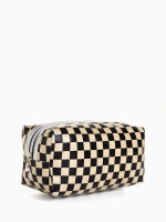 Косметичка на молнии, маленькая, с рисунком «Шахматная доска», чёрная/бежевая