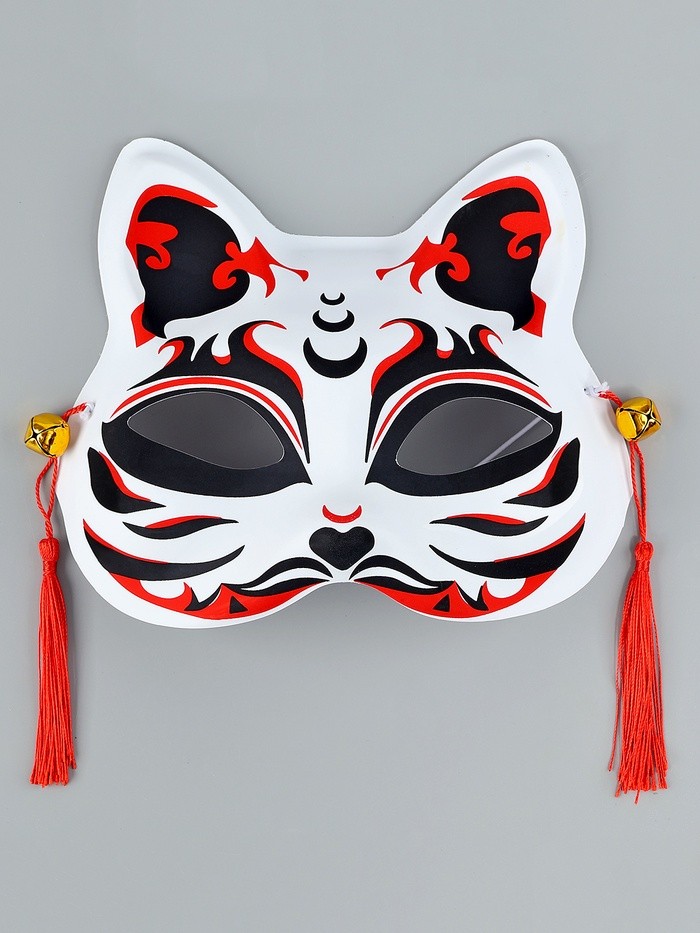 Карнавальная маска «Кицунэ», чёрный и красный
