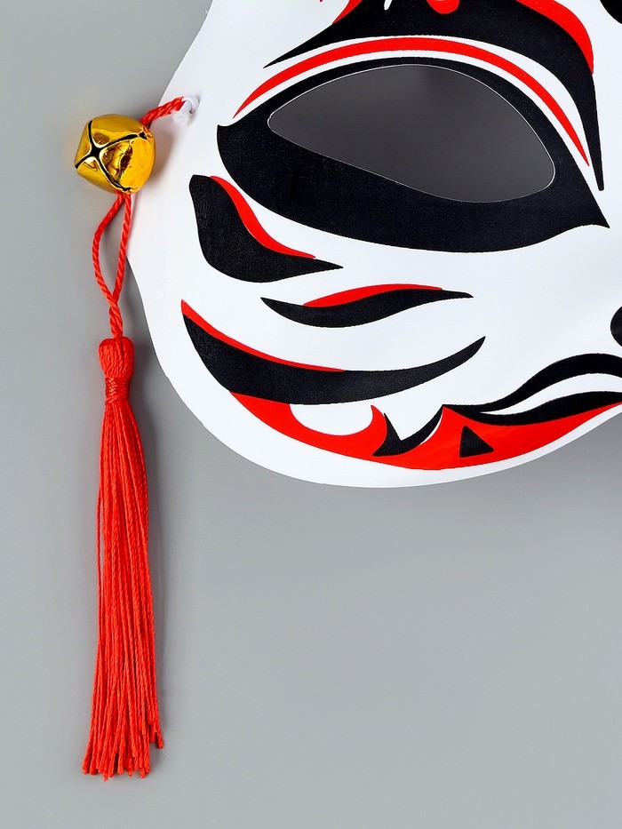 Карнавальная маска «Кицунэ», чёрный и красный