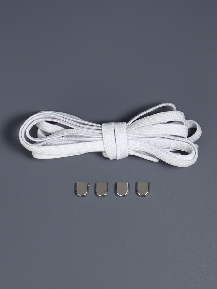 Шнурки для обуви, пара, плоские, с фиксаторами, эластичные, 8 мм, 100 см, белые