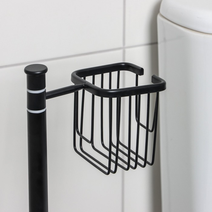 Стойка с тремя аксессуарами для туалета, 80 см, цвет чёрный