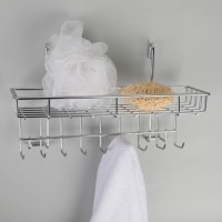 Полка на рейлинг с крючками Доляна, 29×10×17 см, хромированная