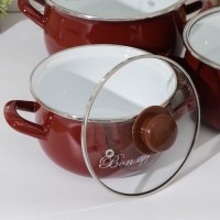 Набор кастрюль «Лайм», 3 предмета: 2,1/3,1/4 л, стеклянные крышки, индукция, цвет светло-зелёный