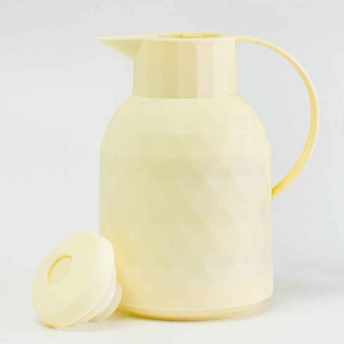 Термос — кофейник 1 л, сохраняет тепло 24 ч, стеклянная колба, молочный