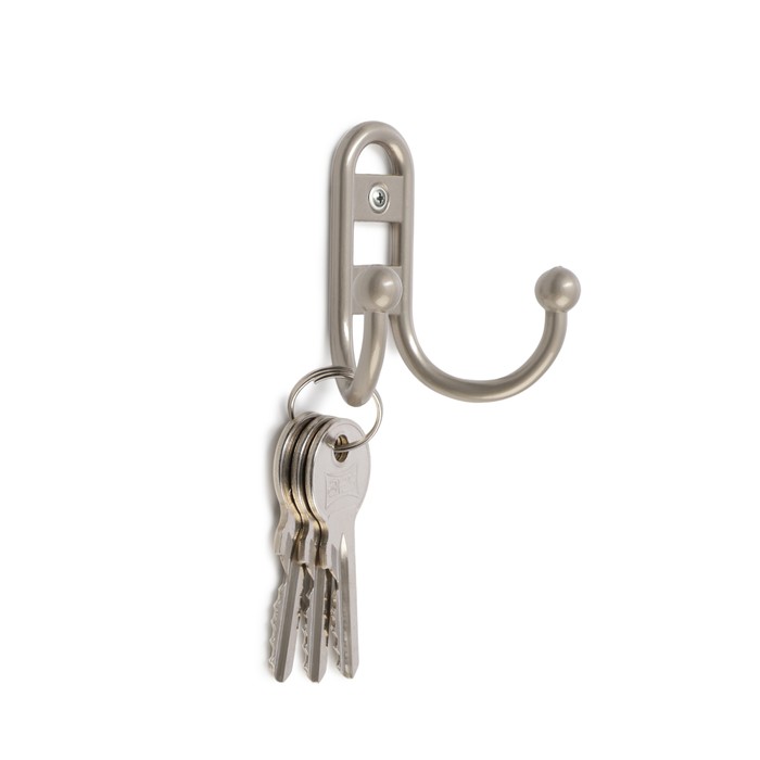 Крючок мебельный ТУНДРА TKd=017 LIGHT, двухрожковый, матовый никель