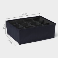 Органайзер для хранения белья LaDо́m, 12 ячеек, 32×24×12 см, графитовый