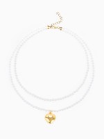 Кулон с жемчугом «Сердце» бусина №6, белый в золоте, 45 см