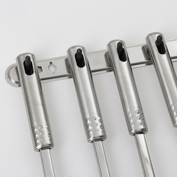 Набор кухонных принадлежностей «Стандарт», 6 предметов, на подвесе, цвет серебряный