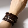 Набор браслетов из кожи «Парун», коричневый, d=7.5 см