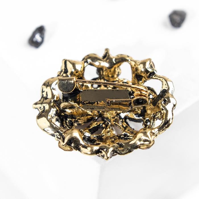 Брошь «Императрица», цвет коричневый в чернёном золоте