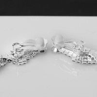 Клипсы для ушей QF «Вечеринка», переплетения, цвет белый в серебре