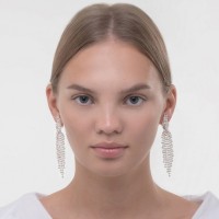 Клипсы для ушей QF «Вечеринка», переплетения, цвет белый в серебре