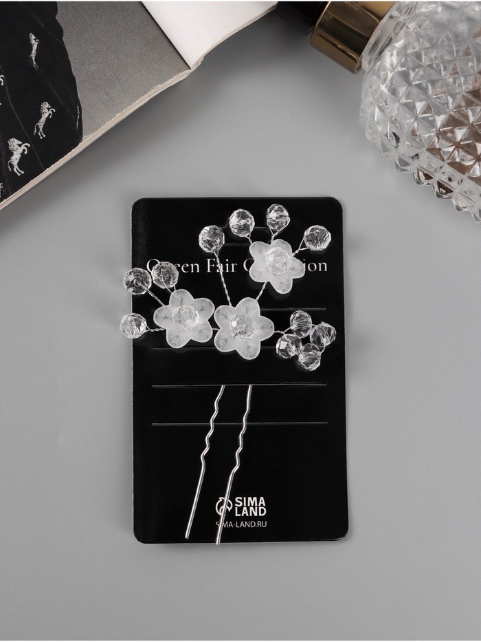 Шпилька для волос QF «Эмилия», цветник мини шарики, 8×7 см, прозрачная