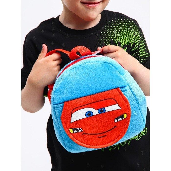 Рюкзак плюшевый "Молния Маккуин" на молнии, с карманом, 19х22 см, Тачки
