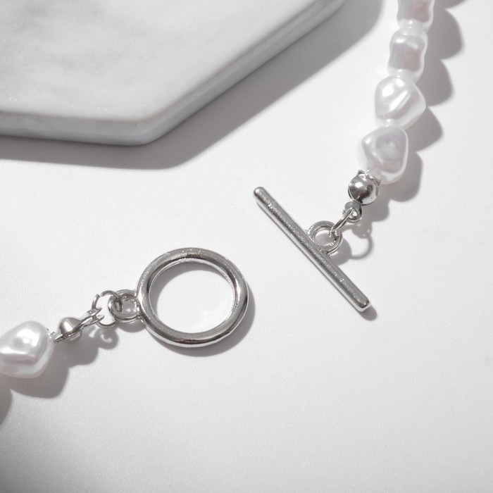 Бусы «Тогл» с жемчугом, шар №6, белые, L=40 см