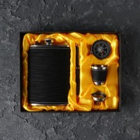 Подарочный набор 5 в 1: фляжка 270 мл, брелок с компасом, воронка, рюмка, 18 х 23