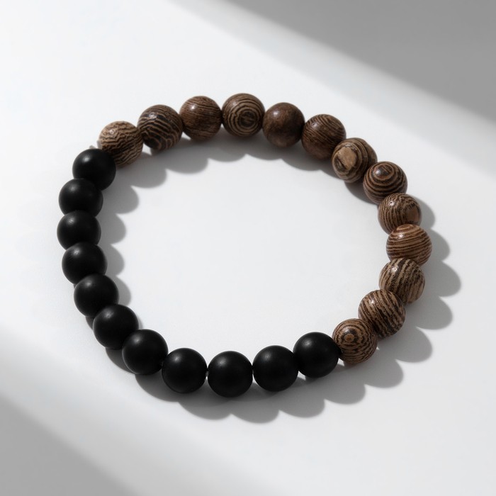 Браслет «Аметист», шар №8, чёрно-коричневый